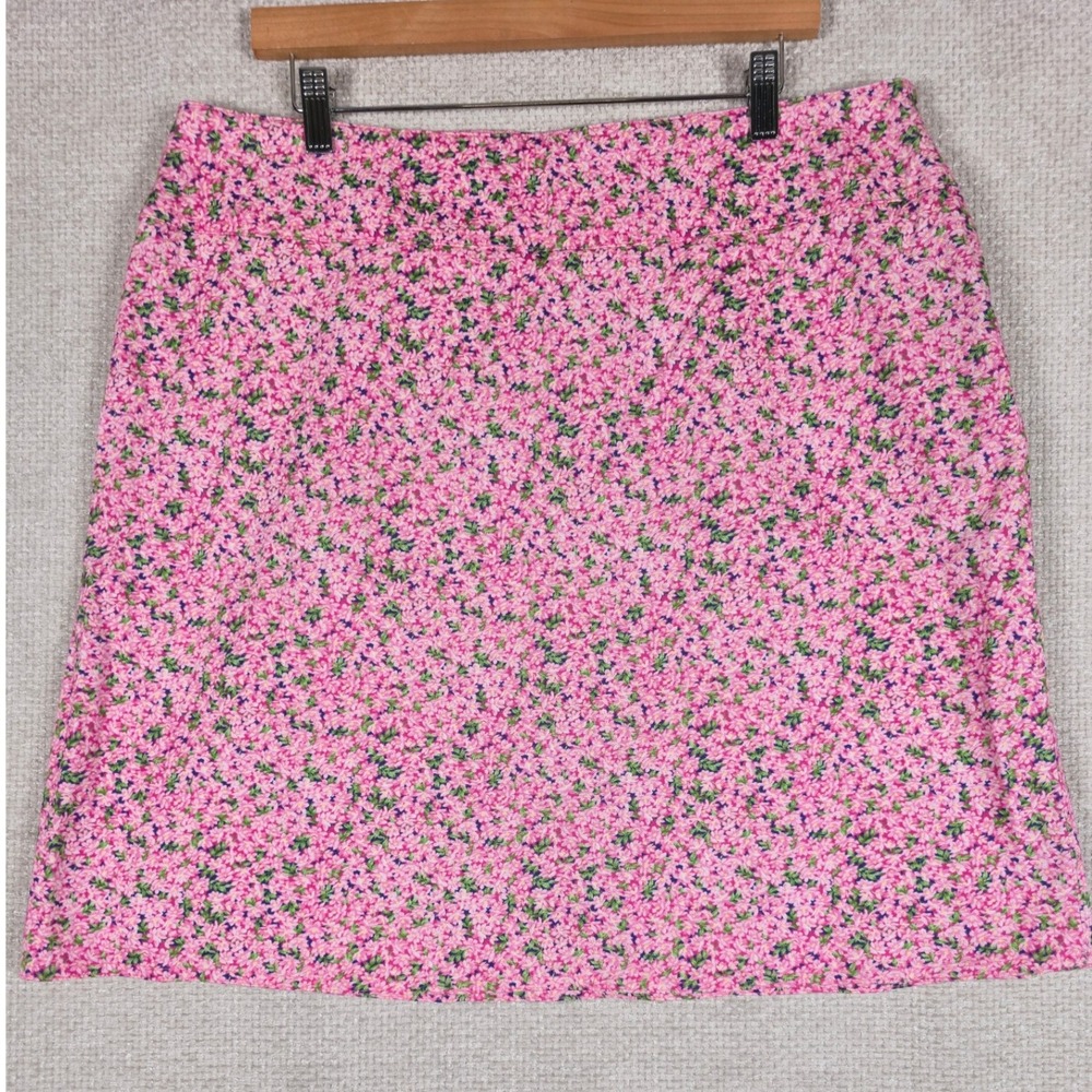 Chaus Women‎ Passion Pink Floral Cotton Blend A-Line Mini Skirt Size  16
